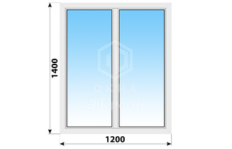 Двухстворчатое пластиковое окно 1200x1400 Г-Г
