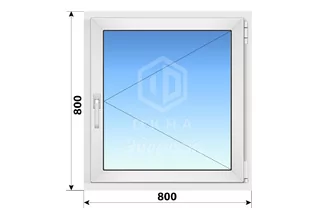 Поворотное пластиковое окно 800x800